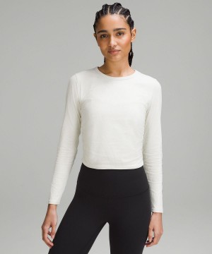 Lululemon All It Takes Ribbed Nulu Langermet Skjorte Dame Hvite | NO_LuLu98866