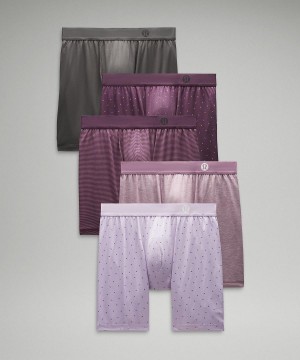 Lululemon Always In Motion Long Boxer 7" 5 Pack Undertøy Herre Grå Brune Lilla Lilla Lilla Dyp Grønn | NO_LuLu10926