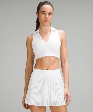 Lululemon Collared Tennis Longline Sports BH Dame Hvite | NO_LuLu82265