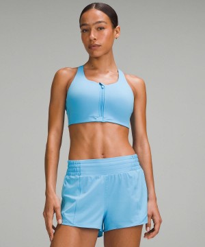 Lululemon Energy High Support Zip-Front Sports BH Dame Blå Lyse | NO_LuLu50901