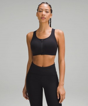 Lululemon Enlite Front-Zip Sports BH Dame Svarte | NO_LuLu83706