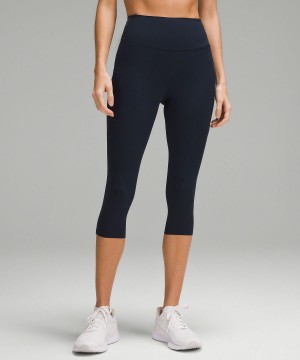 Lululemon Fast and Free High-Rise Crop with Pockets 19" Leggings Dame Marineblå | NO_LuLu83928