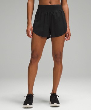 Lululemon Fast and Free Reflective High-Rise Classic-Fit 3" Shorts Dame Svarte | NO_LuLu22389