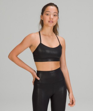 Lululemon Flow Y Nulu Shine Sports BH Dame Svarte | NO_LuLu71313