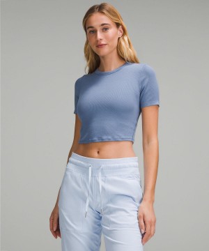 Lululemon Hold Tight Straight Hem Cropped T-Shirt Skjorte Dame Blå | NO_LuLu78137