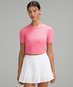 Lululemon Hold Tight Straight Hem Cropped T-Shirt Skjorte Dame Rosa | NO_LuLu27488