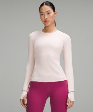 Lululemon It's Rulu Ribbed Long-Sleeve T-skjorte Dame Korall | NO_LuLu57022