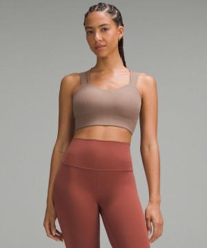 Lululemon Like a Cloud Ribbed Longline Sports BH Dame Brune | NO_LuLu23623