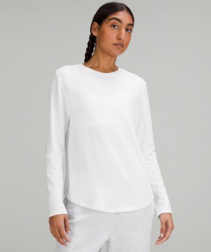 Lululemon Love Modal Fleece Long-Sleeve T-skjorte Dame Hvite | NO_LuLu72223