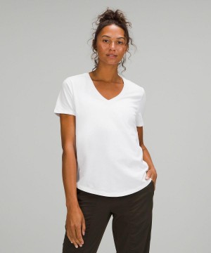 Lululemon Love V-Neck T-Shirt Skjorte Dame Hvite | NO_LuLu12538