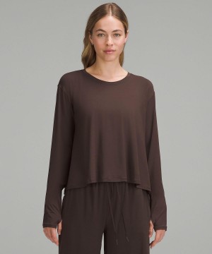 Lululemon Modal Relaxed-Fit Lounge Long-Sleeve Skjorte Dame Kaffe | NO_LuLu90876