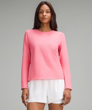 Lululemon Organic Cotton Crewneck Langermet Skjorte Dame Rosa | NO_LuLu63792