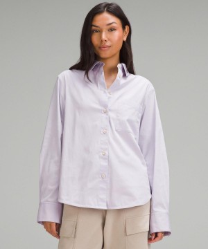 Lululemon Relaxed-Fit Cotton-Blend Poplin Button-Down Skjorte Dame Lilla | NO_LuLu52752