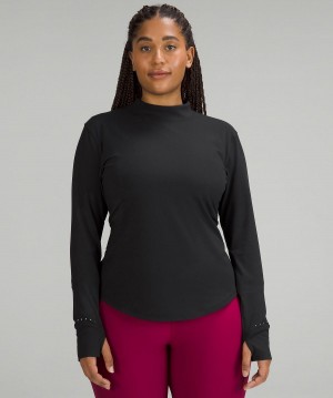 Lululemon Rulu Running Mockneck Langermet Skjorte Dame Svarte | NO_LuLu99359