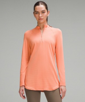 Lululemon Swiftly Relaxed Long-Length Half Zip Langermet Skjorte Dame Korall | NO_LuLu64464