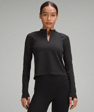 Lululemon Swiftly Tech Mockneck Half Zip 2.0 Langermet Skjorte Dame Svarte | NO_LuLu11057