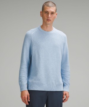 Lululemon Textured Knit Crewneck Gensere Og Gensere Herre Blå | NO_LuLu12451