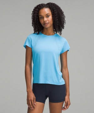 Lululemon Train to Be Short-Sleeve Skjorte Dame Blå | NO_LuLu41969