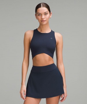 Lululemon V-Waist Cropped Tennis Tank Top Dame Marineblå | NO_LuLu17468