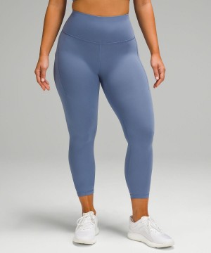 Lululemon Wunder Train Contour Fit High-Rise Tight with Pockets 25" Bukse Dame Blå | NO_LuLu62913