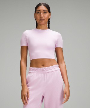 Lululemon Wundermost Ultra-Soft Nulu Crewneck Cropped T-Shirt Skjorte Dame Lilla | NO_LuLu26394