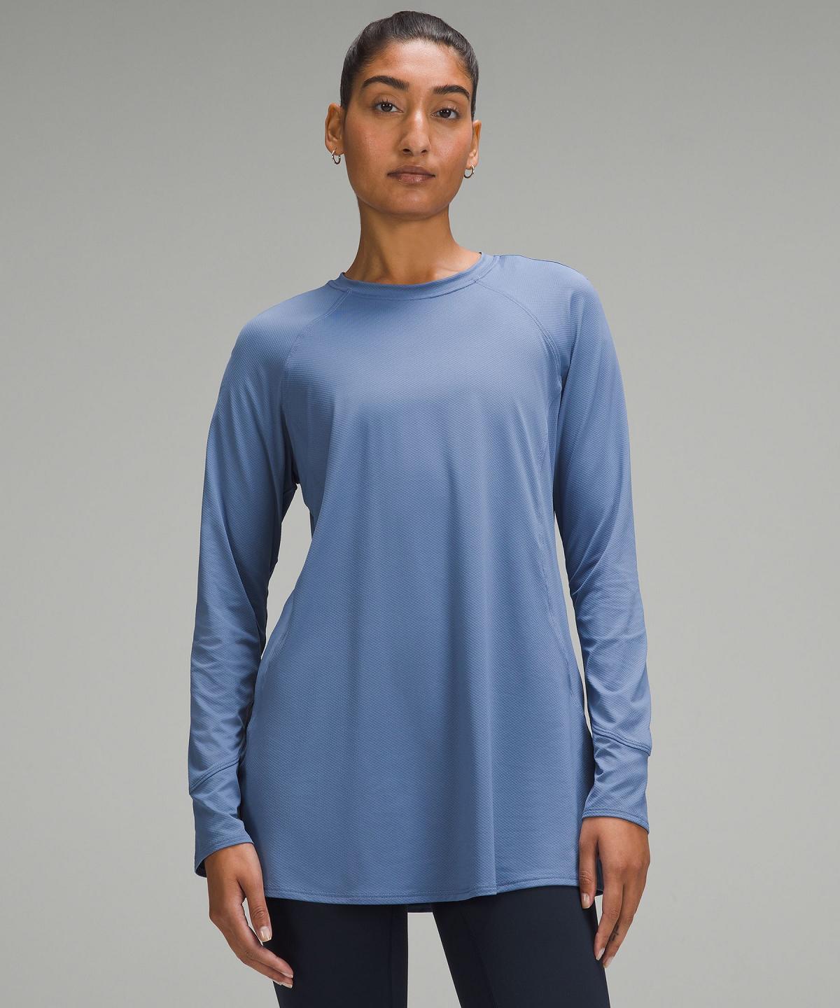 Lululemon Abrasion-Resistant High-Coverage Long-Sleeve Skjorte Dame Blå | NO_LuLu31734