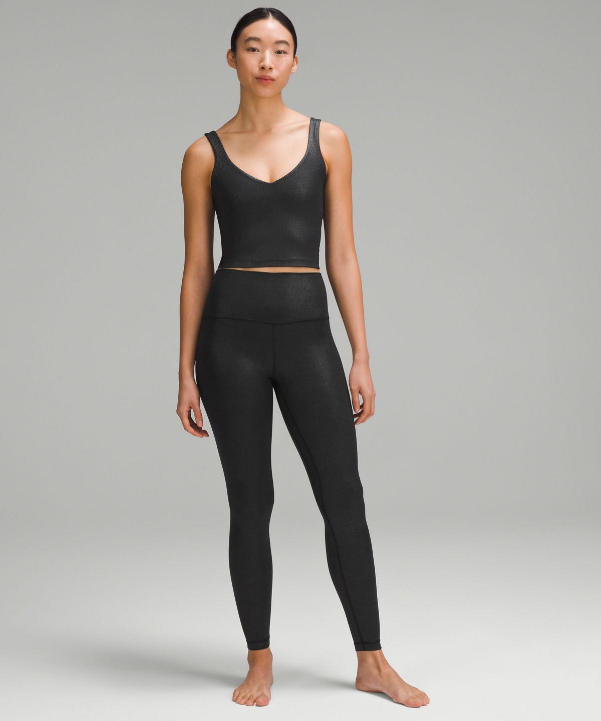 Lululemon Align™ High-Rise Ribbed Pant 28" Leggings Dame Svarte | NO_LuLu54079