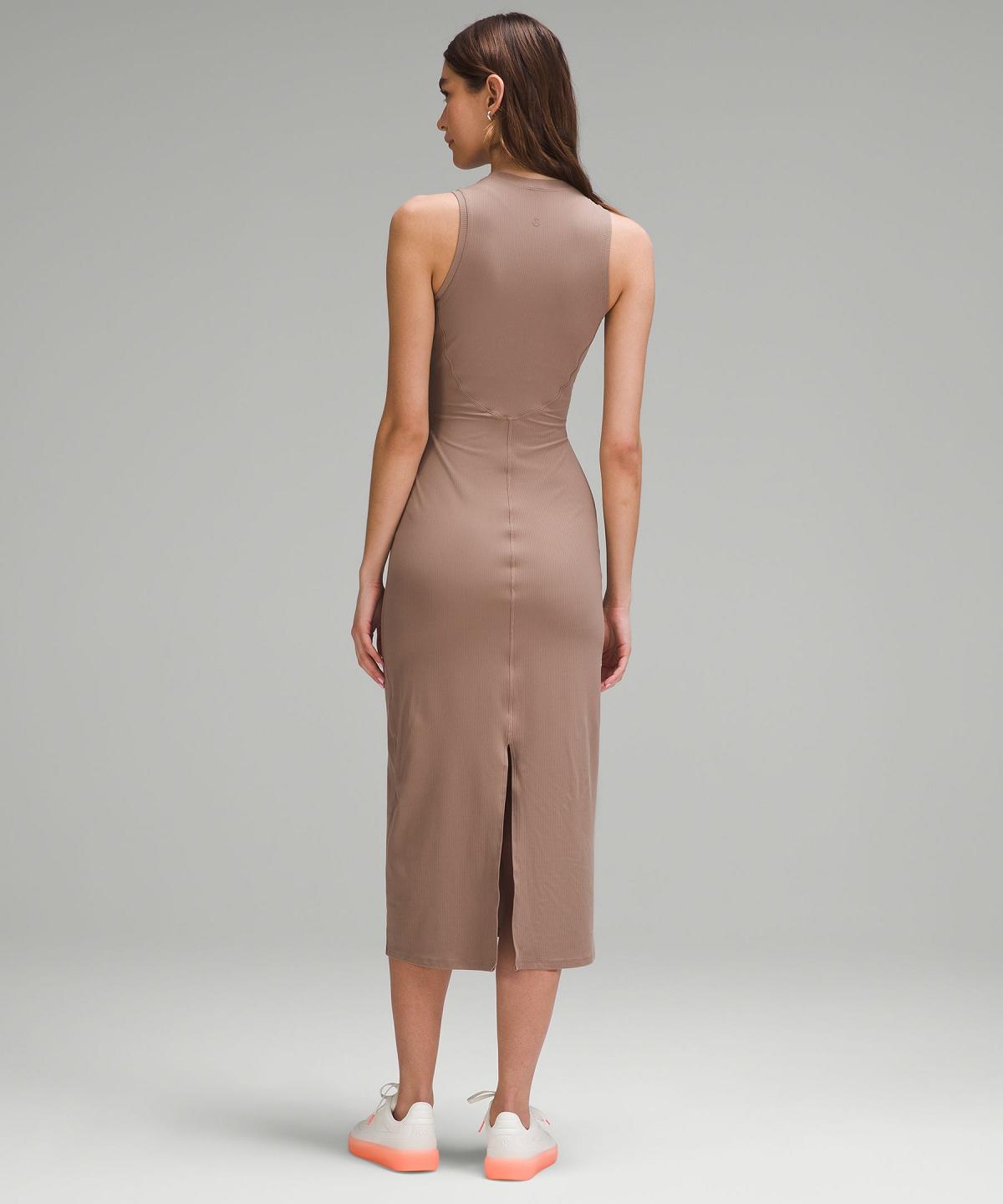 Lululemon All Aligned Ribbed Midi Kjole Dame Brune | NO_LuLu56028