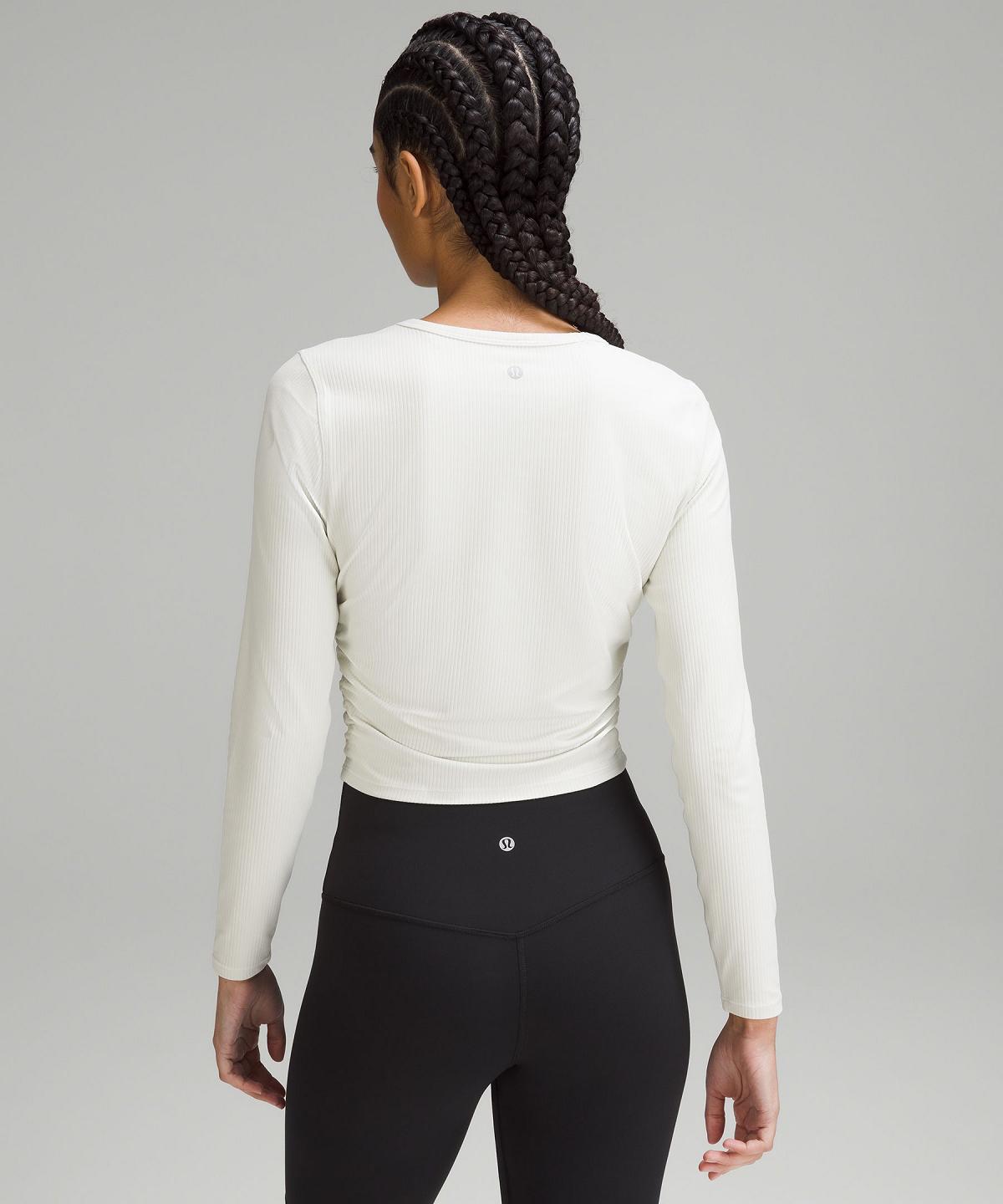 Lululemon All It Takes Ribbed Nulu Langermet Skjorte Dame Hvite | NO_LuLu98866