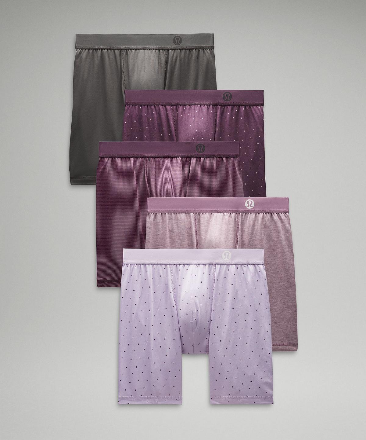 Lululemon Always In Motion Long Boxer 7" 5 Pack Undertøy Herre Grå Brune Lilla Lilla Lilla Dyp Grønn | NO_LuLu10926