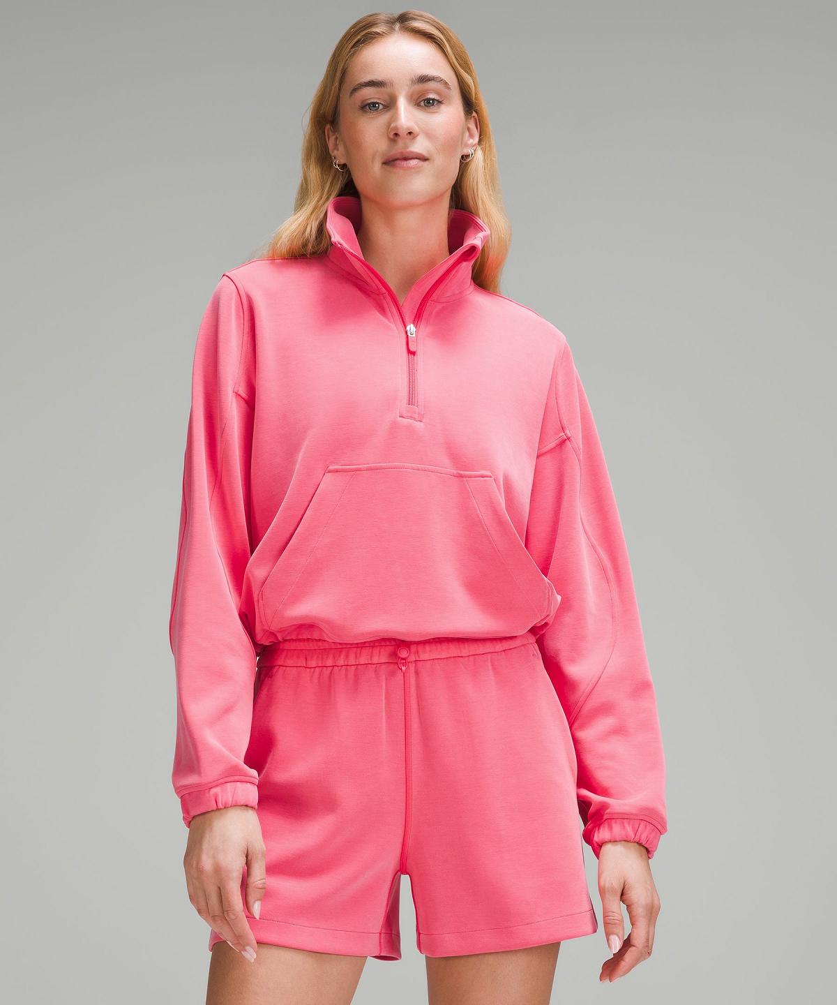 Lululemon Brushed Softstreme Half Zip Gensere Og Gensere Dame Rosa | NO_LuLu45046