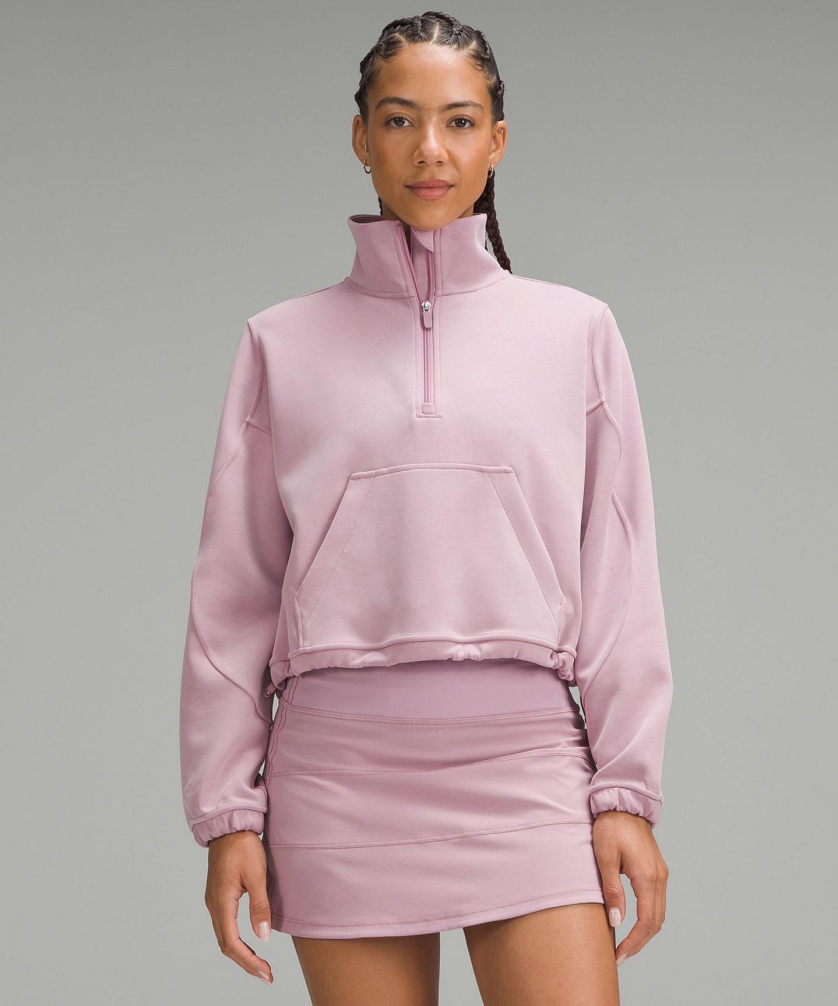 Lululemon Brushed Softstreme Half Zip Gensere Og Gensere Dame Rosa Rosa | NO_LuLu97693