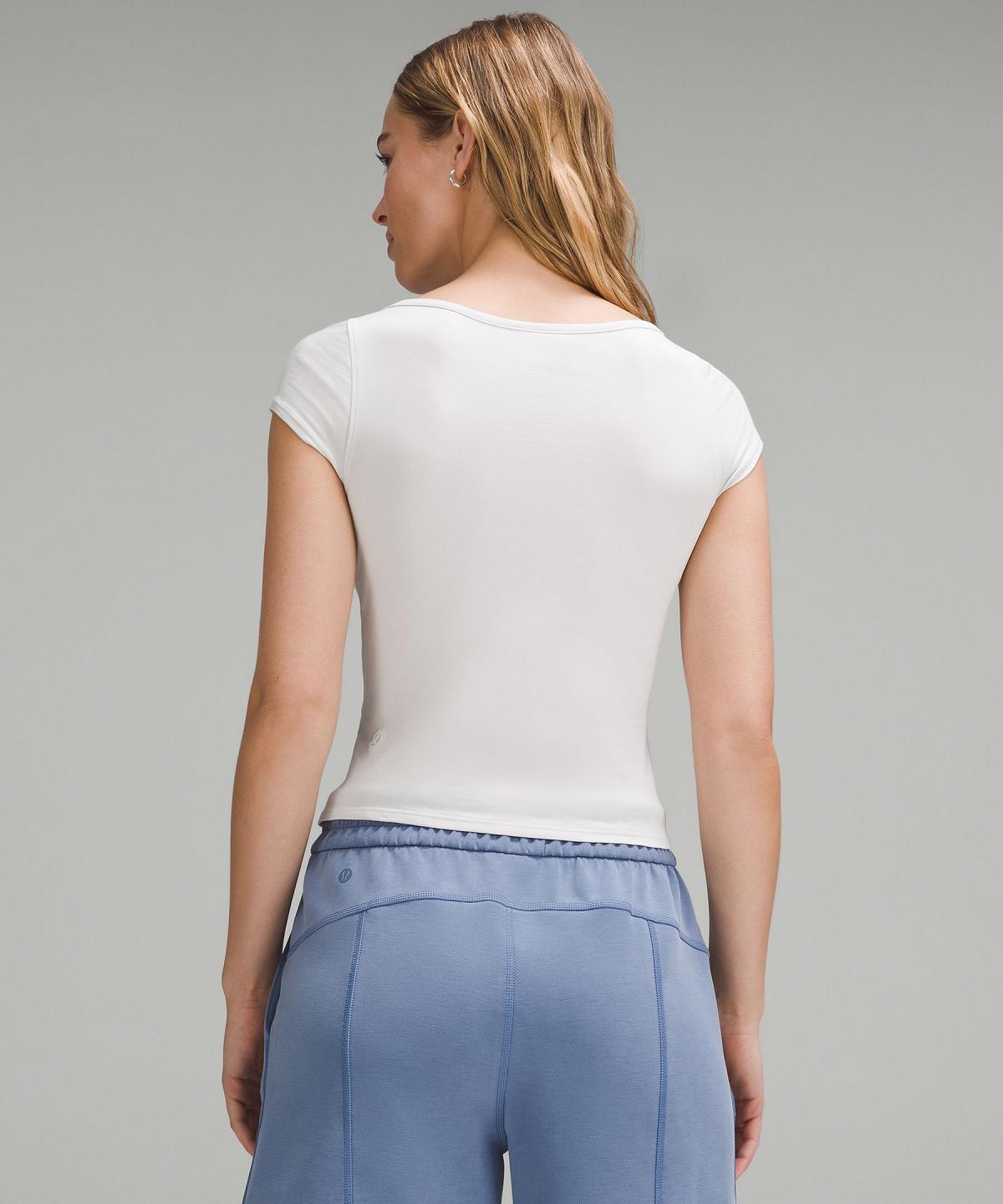 Lululemon Cap-Sleeve Henley T-Shirt Skjorte Dame Hvite | NO_LuLu95620