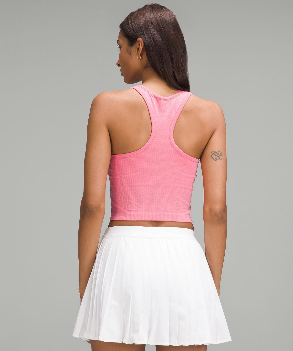 Lululemon Ebb to Street Cropped Racerback Skjorte Dame Rosa | NO_LuLu29103