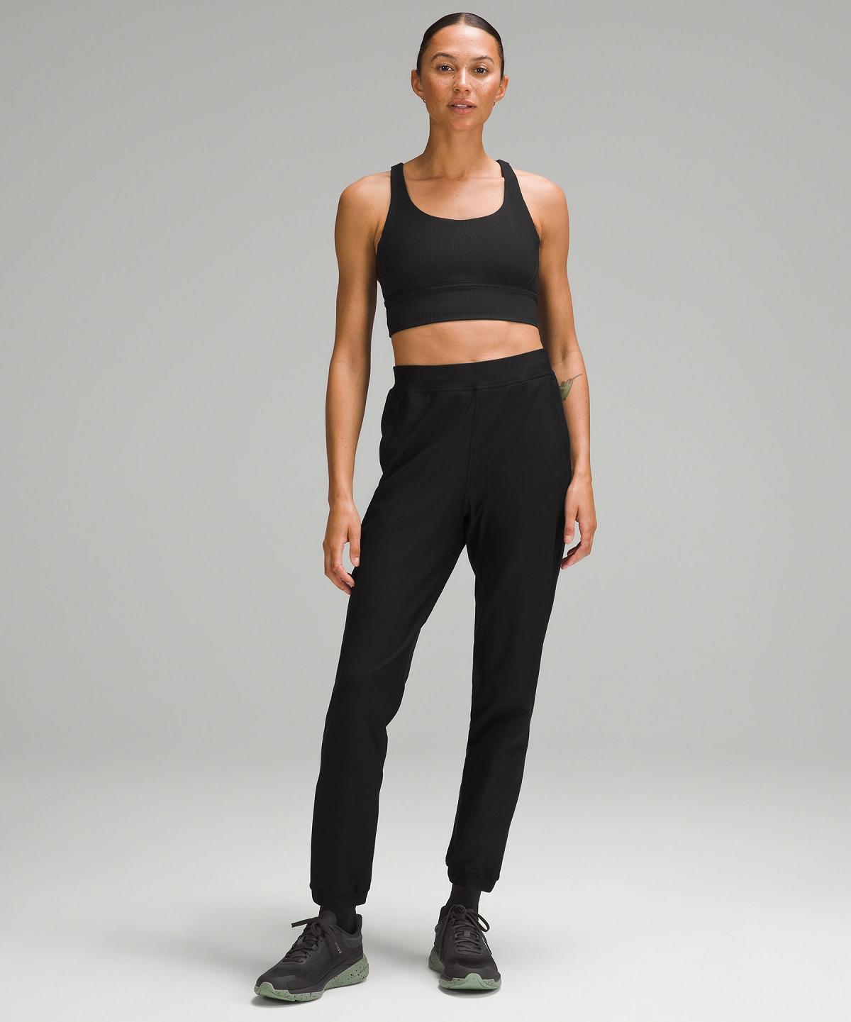 Lululemon Energy Ribbed Longline Medium Support, B–D Cups Sports BH Dame Svarte | NO_LuLu65391