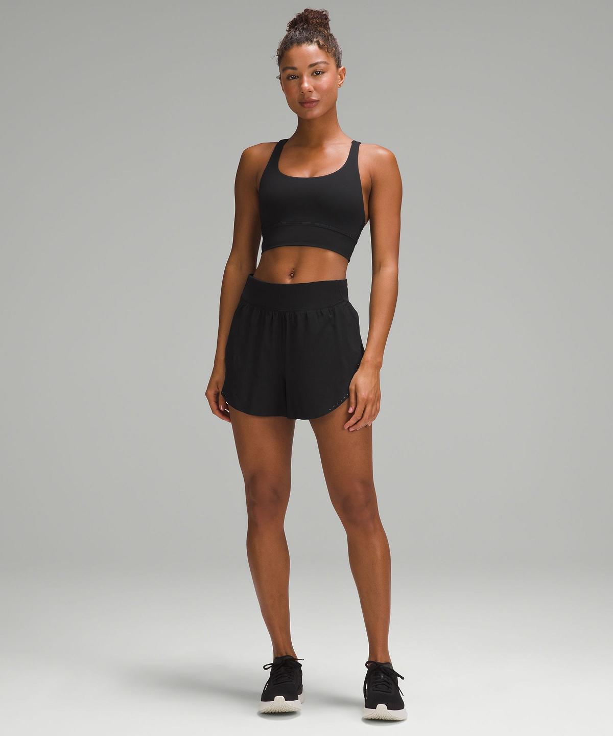 Lululemon Fast and Free Reflective High-Rise Classic-Fit 3" Shorts Dame Svarte | NO_LuLu22389