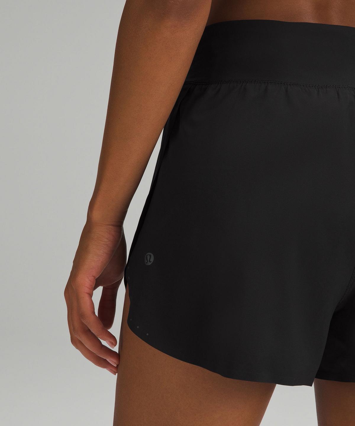 Lululemon Fast and Free Reflective High-Rise Classic-Fit 3" Shorts Dame Svarte | NO_LuLu22389