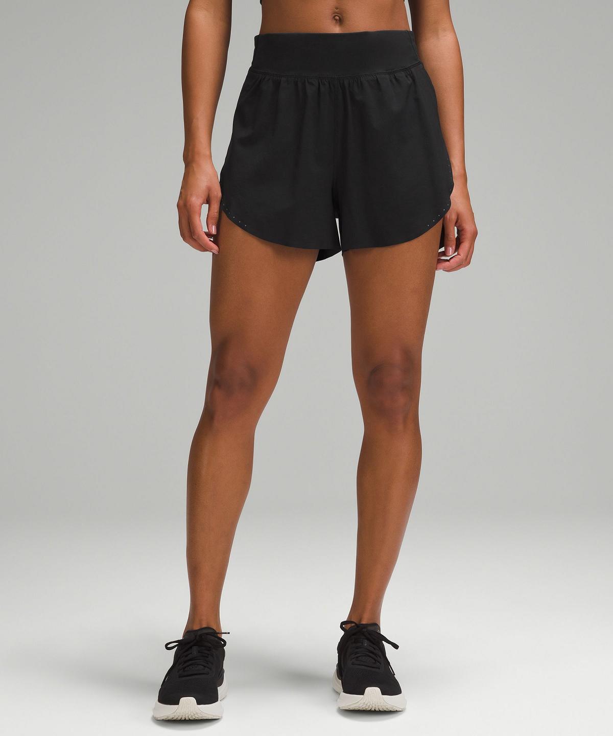 Lululemon Fast and Free Reflective High-Rise Classic-Fit 3" Shorts Dame Svarte | NO_LuLu22389