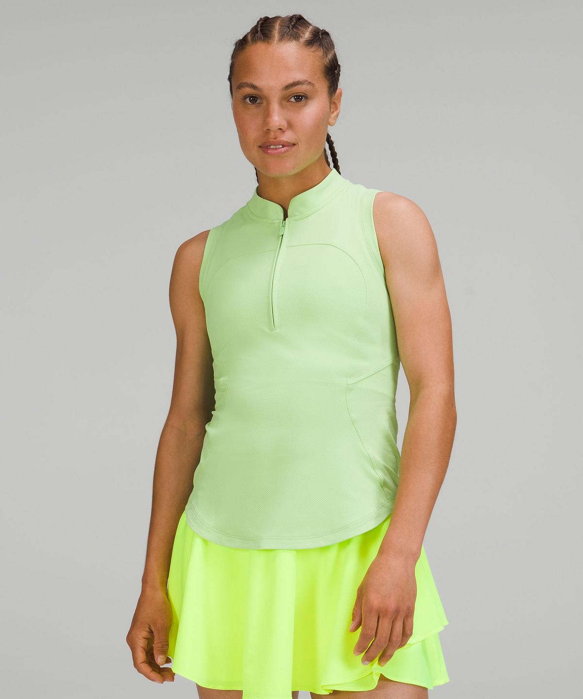 Lululemon Front-Zip Mockneck Tennis Skjorte Dame Grønn Lyse | NO_LuLu82932