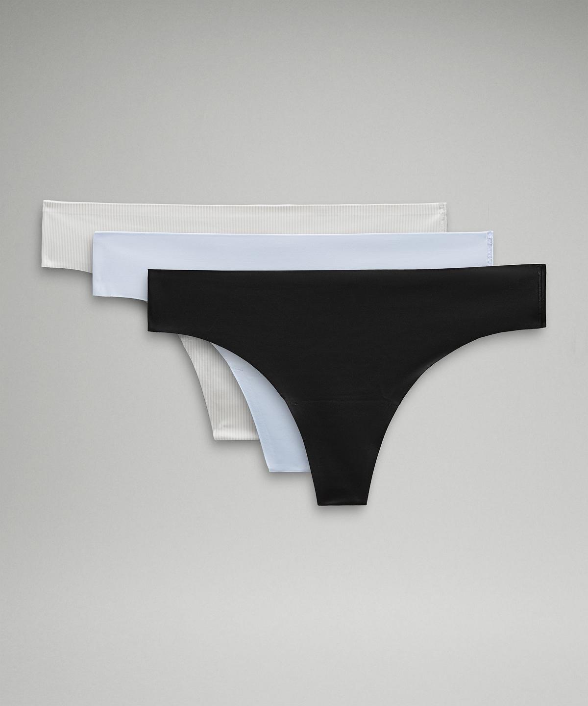 Lululemon InvisiWear Mid-Rise Thong Undertøy Dame Hvite Svarte | NO_LuLu56366