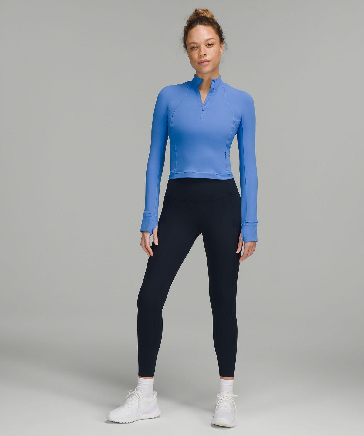 Lululemon It's Rulu Cropped Half Zip Gensere Og Gensere Dame Blå | NO_LuLu15437