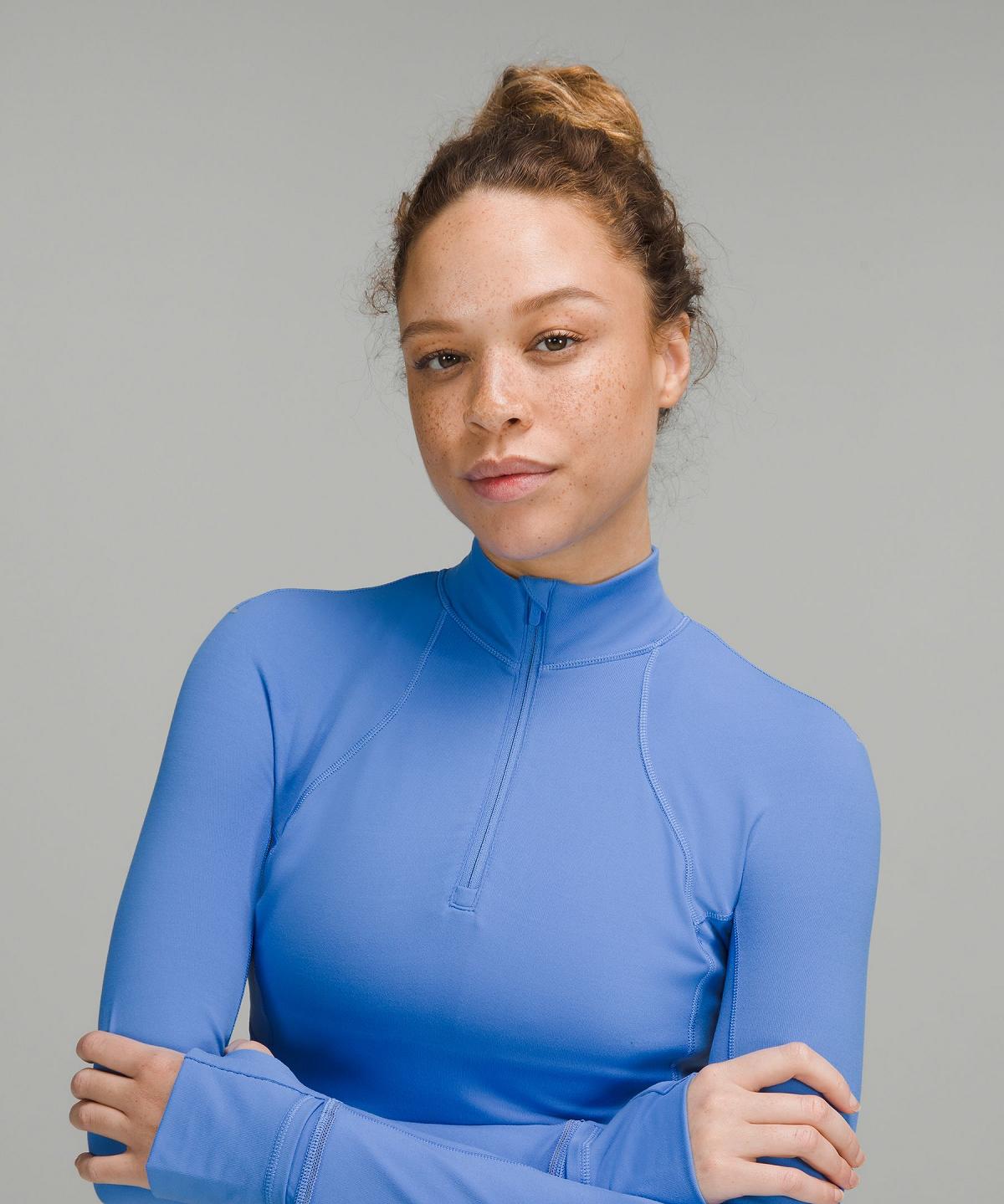 Lululemon It's Rulu Cropped Half Zip Langermet Skjorte Dame Blå | NO_LuLu92092