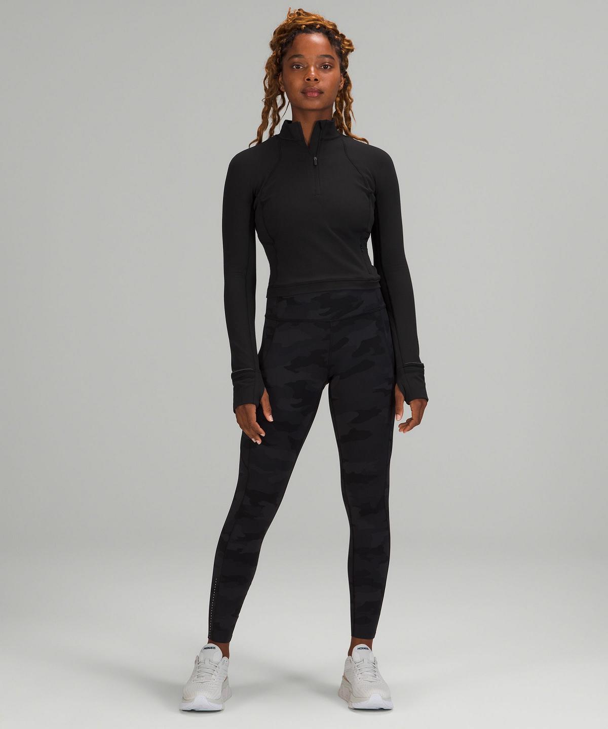 Lululemon It's Rulu Cropped Half Zip Langermet Skjorte Dame Svarte | NO_LuLu47342