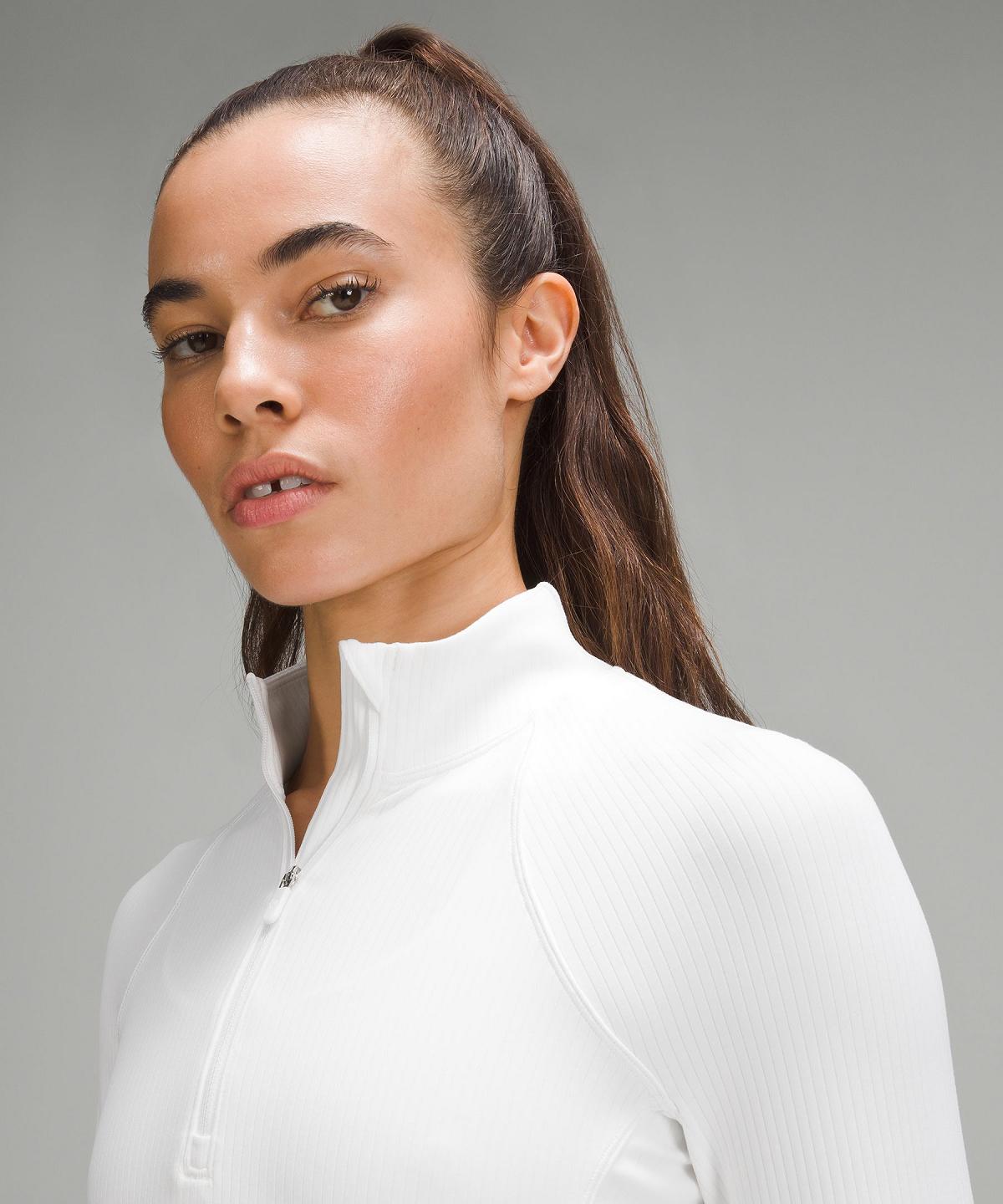 Lululemon It's Rulu Ribbed Cropped Half Zip Gensere Og Gensere Dame Hvite | NO_LuLu20567