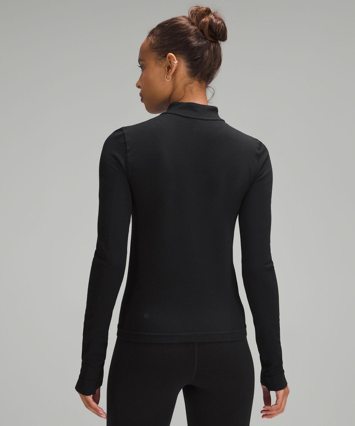 Lululemon Merino Wool-Blend Base Layer Half Zip Skjorte Dame Svarte | NO_LuLu97918