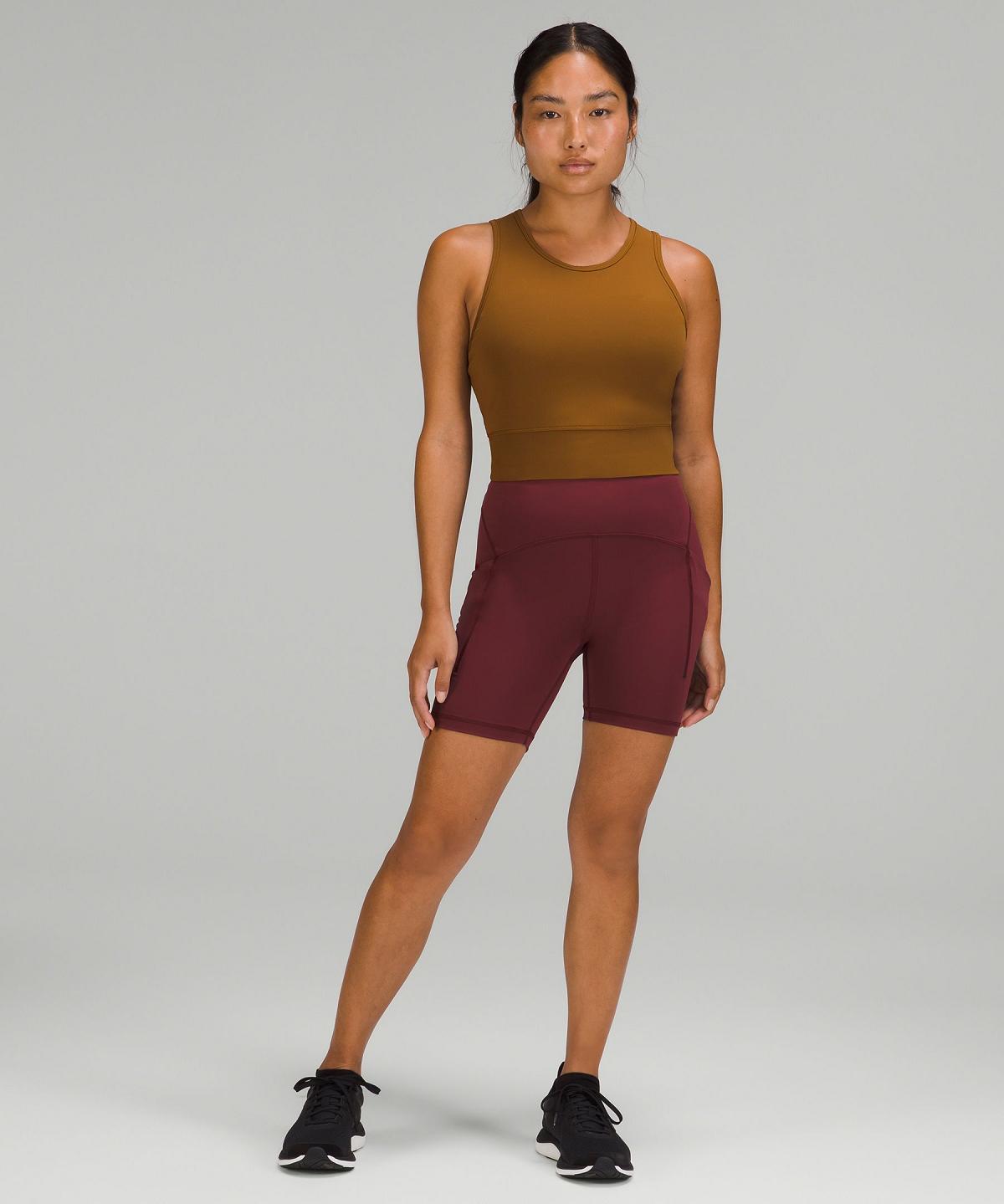 Lululemon Mesh-Back Training Cropped Tank Top Dame Brune | NO_LuLu97859