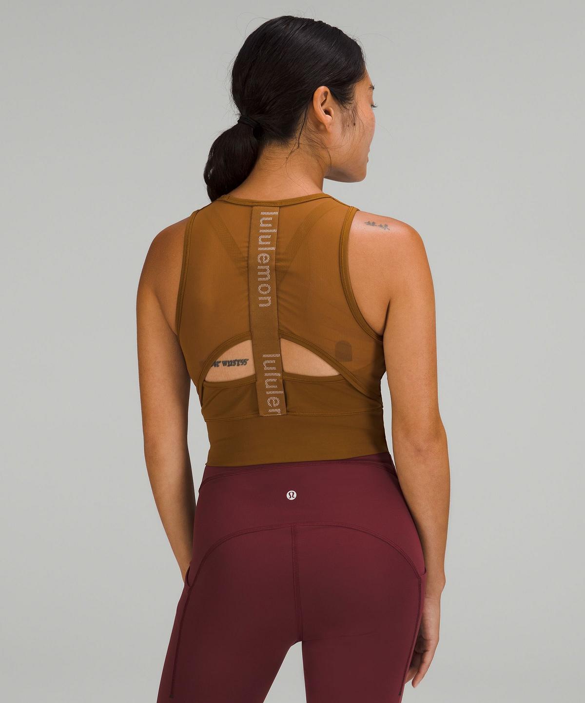 Lululemon Mesh-Back Training Cropped Tank Top Dame Brune | NO_LuLu97859