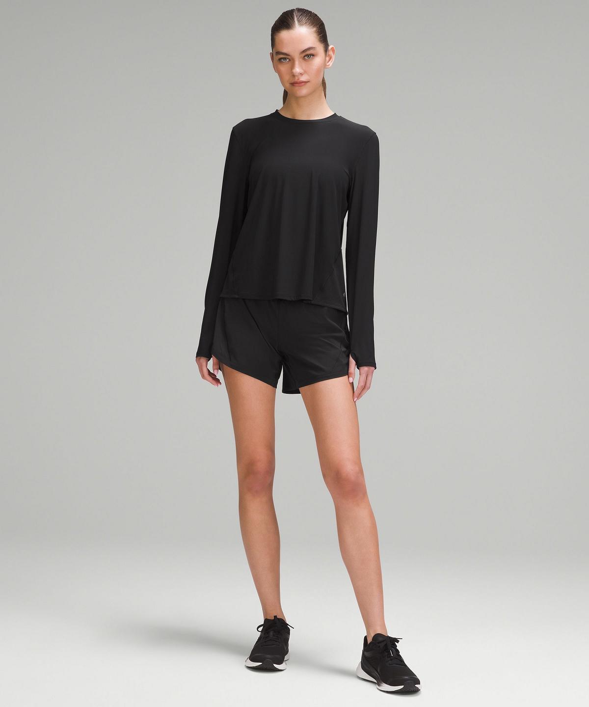 Lululemon Mesh Panelled Running Langermet Skjorte Dame Svarte | NO_LuLu32056