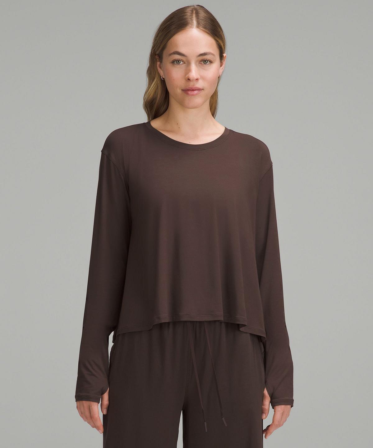 Lululemon Modal Relaxed-Fit Lounge Long-Sleeve T-skjorte Dame Kaffe | NO_LuLu19721