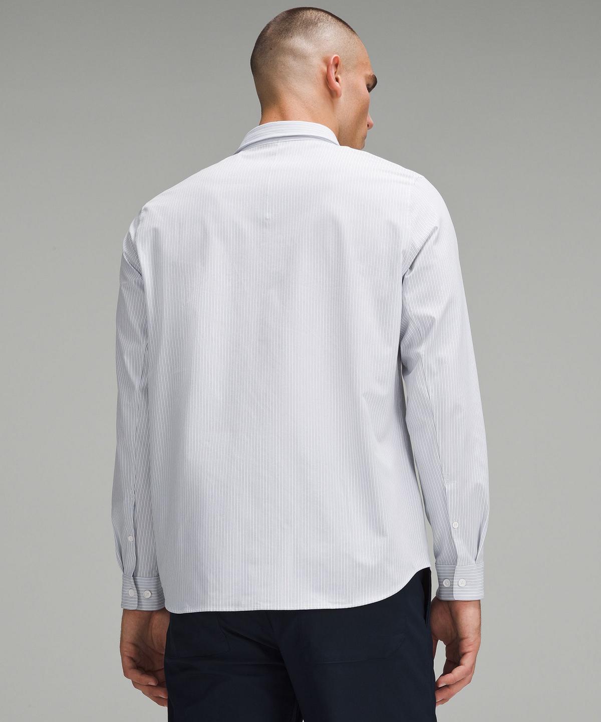 Lululemon New Venture Classic-Fit Long-Sleeve Skjorter Med Knapper Herre Hvite Blå Beige | NO_LuLu96804